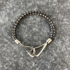 大人気☆エルメス☆ブレスレット☆ジャンボ☆編み込み☆レザー☆グレー×ブラック！