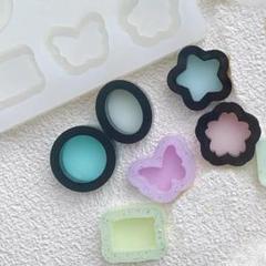 #0238シリコンモールド シェイカー 蝶々 丸 各種 キーホルダー レジン