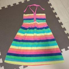 GapKids　カラフル　レインボー　ボーダー　パイル　ホルターネック　ワンピ