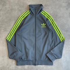 アディダス トラックジャケット トレフォイル 古着 L グレー 緑 13615