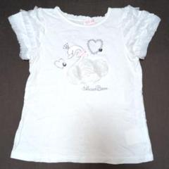 120★メゾピアノ★チュール付き袖！白鳥プリントＴシャツ★