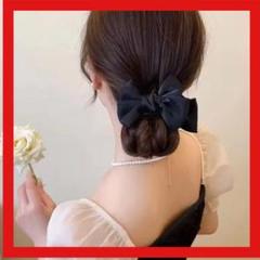 値下げ中‼️韓国風/リボン/ヘアクリップ/シフォン/ブラック/黒/大人かわいい