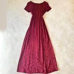 美品✨ローラアシュレイ　マキシワンピース　ドレス　花　赤　半袖
