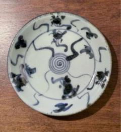 中国清時代青華霊芝紋中皿2点アンティーク送料込み1123