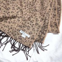 JOHNSTONSジョンストンズ100%カシミヤ大判レオパードストールマフラー茶 JOHNSTONSジョンストンズ100%カシミヤ大判レオパードストール