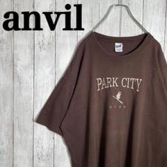 【激レア】アンビル　刺繍ロゴ　センターロゴTシャツ アースカラー　オーバーサイズ