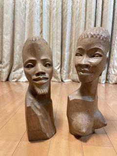 アフリカンアート 彫刻画 2点セット 42×32 32×62 花 - ティンガティンガオンラインショップ