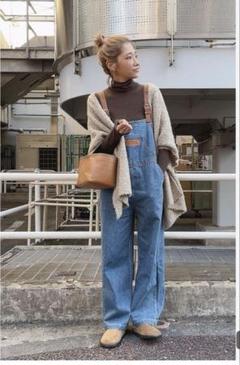 amgot エコレザーベルトデニムサロペット Kayoさん