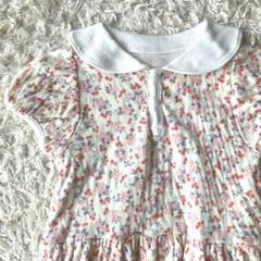 美品◯キャトルセゾン 花柄 ガーゼ ワンピース ロンパース 80