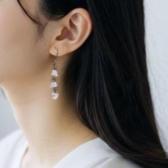 №44 ローズクォーツ ピアス／イヤリング サージカルステンレス316L◎K18