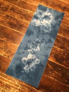 藍染め手ぬぐい 35×90cm 型染め「朝顔」濃淡染めパターン2 一点物