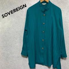 ソブリン SOVEREIGN バンドカラーシャツ メンズ F ターコイズ モード