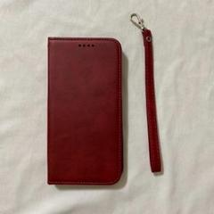 AQUOS sense8 ケース 手帳型 カード収納 ストラップ付き 紅色