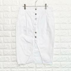 ザラ カットオフ デニムスカートタイト 白 綿100 ホワイトデニム P0393
