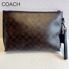 美品【COACH】クラッチバッグ シグネチャー ブラウン レザー F29508
