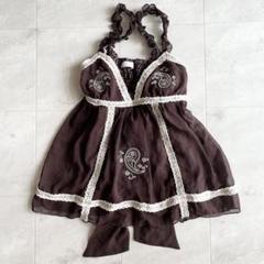 希少 リズリサ 刺繍 キャミソール リボン レース 森ガール