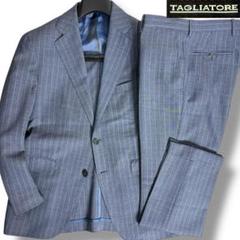 J6361 美品 タリアトーレ VESVIOワイドストライプスーツ グレー系46
