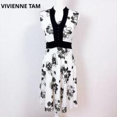 VIVIENNE TAM 蓮の花プリントノースリーブワンピース M VIVIENNE TAM フラワープリント ノースリーブワンピース サイズ4