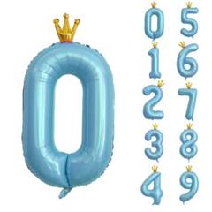 誕生日 数字バルーン 数字 王冠 40インチ 風船 お祝い 誕生日 ブルー0