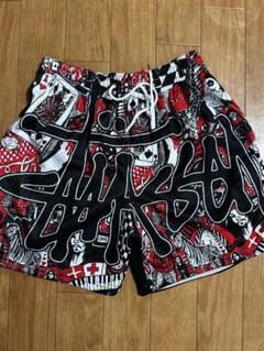 STUSSY グラフィックショートパンツ 赤黒