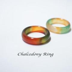 新品＊天然石 グリーン×レッドカラーカルセドニー リング【13号〜14号】指輪