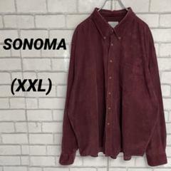 SONOMA ソノマ　ボタンダウンシャツ　コーデュロイ　ワインレッド　赤　XXL