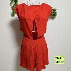ザラベーシック オレンジ オールインワン セットアップ ショートパンツXS