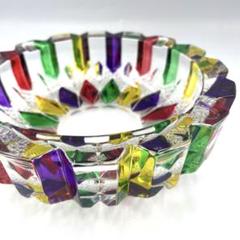 美品⭐️レトロ⭐️ 虹色⭐️灰皿⭐️カットガラス⭐️ ステンドグラス⭐️アンティーク