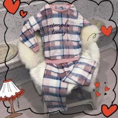⭐ モコモコ ♪温か♪チェックWhite♪パジャマ♪⭐