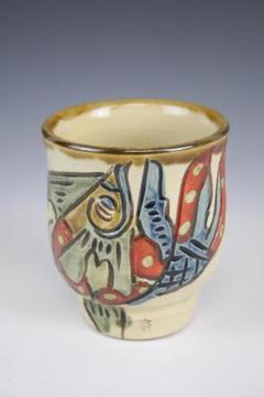 Amazon.co.jp: 壺屋焼 新垣 修 作 琉球赤絵蕎麦茶碗（そばマカイ