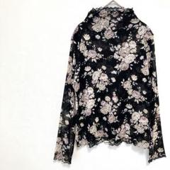 a148 chercheur カットソー　長袖　ハイネック　透け感　花柄
