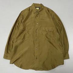 90s Vintage シルク100% L/S シャツ マスタード 燻み 光沢