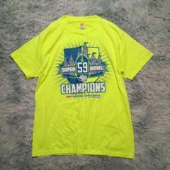 【Hanes】スーパーボウル59チャンピオンTシャツ M 黄色 半袖 トップス