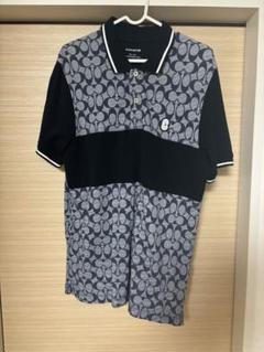 未使用級✨　コーチ　シグネチャー　総柄　ポロシャツ　半袖　ブルー　XLサイズ相当 未使用級✨ コーチ シグネチャー 総柄 ポロシャツ 半袖 ブルー