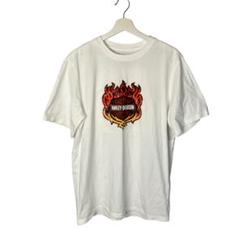 【フレイムロゴ】ハーレーダビッドソン ファイヤーパターン Tシャツ 両面プリント