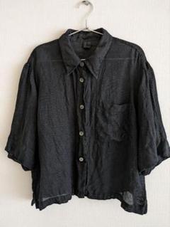 [美品]MARGARET HOWELL　リネンカットソー　麻100　墨黒　M相当 美品]MARGARET HOWELL リネンカットソー 麻100 墨黒 M相当