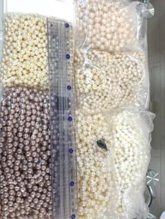 Ａパールビーズ　まとめて　貝パールなど　丸玉　片穴　ピンク　クリーム　ミガキ