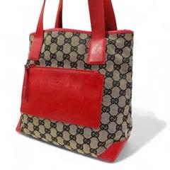正規品 GUCCI グッチ ハンドバッグ GGキャンバス レザー 赤 レッド