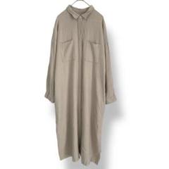 LEPSIM リネンレーヨン　ロングシャツワンピース　サンドベージュ　長袖　麻