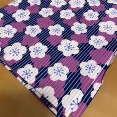 花柄ストライプ 綿生地 ネイビー 100cm