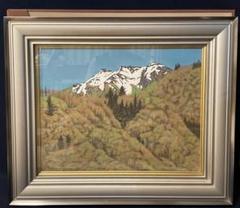 「真作」木下弘勝「芽生きの頃」風景画　油彩画　額装　サイン有り　P10号 真作」木下弘勝「芽生きの頃」風景画 油彩画 額装 サイン有り