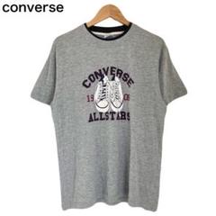 コンバース　Tシャツ　プリント　オールスター　半袖　グレー　丸首　スニーカー　M