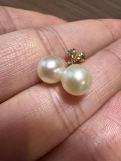 【特価】 4C パールピアスk10 天然パール6.5mm 可愛レディース アクセサリー