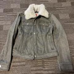 courrèges グレー デニムジャケット ファー襟