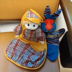 人形とカラフルなウサギのセット 昭和レトロ