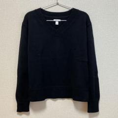 ニット ゆったり カジュアル リラックス 黒 リブ編み M Vネック