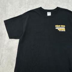 ロゴプリント　両面プリント　半袖Ｔシャツ　トップス　古着　ブラック 黒　L