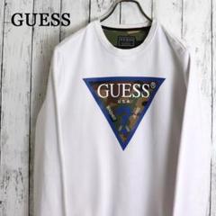 GUESS ゲス カモフラロゴプリント 袖ブランドロゴ スウェット トレーナー