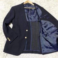 良品✨Burberry テーラード 紺ブレ 金ボタン 羊毛 モヘア M メンズ バーバリー 紺ブレ 金ボタン ホースマークロゴ ウール モヘア