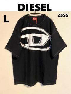 25SS【新品】DIESELディーゼル ロゴＴシャツ 半袖 黒Ｌ